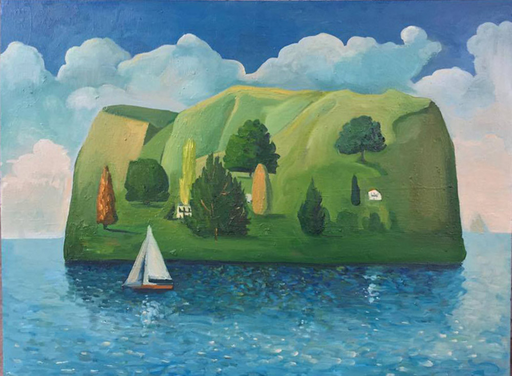 Isla With Big Clouds Art | Alejandro Rubio