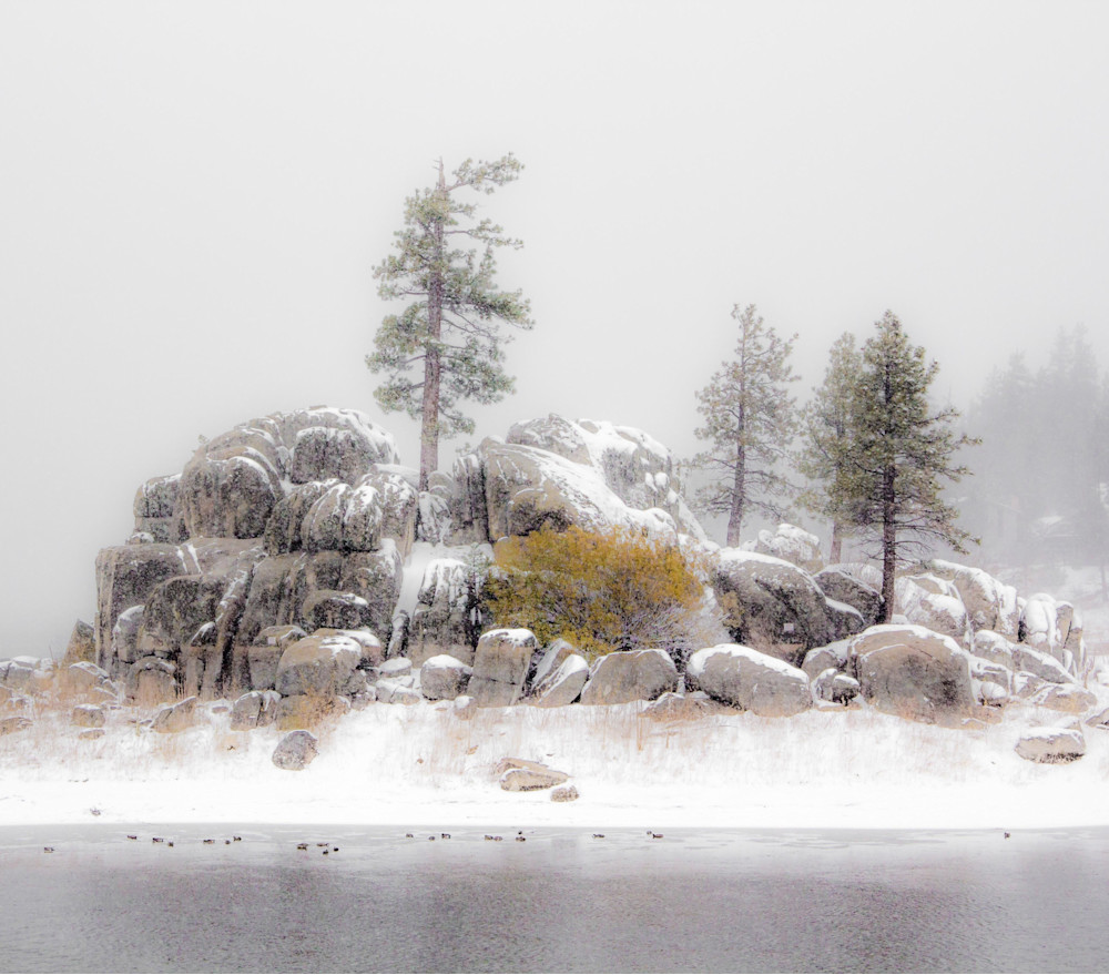 Rock Outcrop In Snow   Big Bear Photography Art | Dan Katz, Inc.