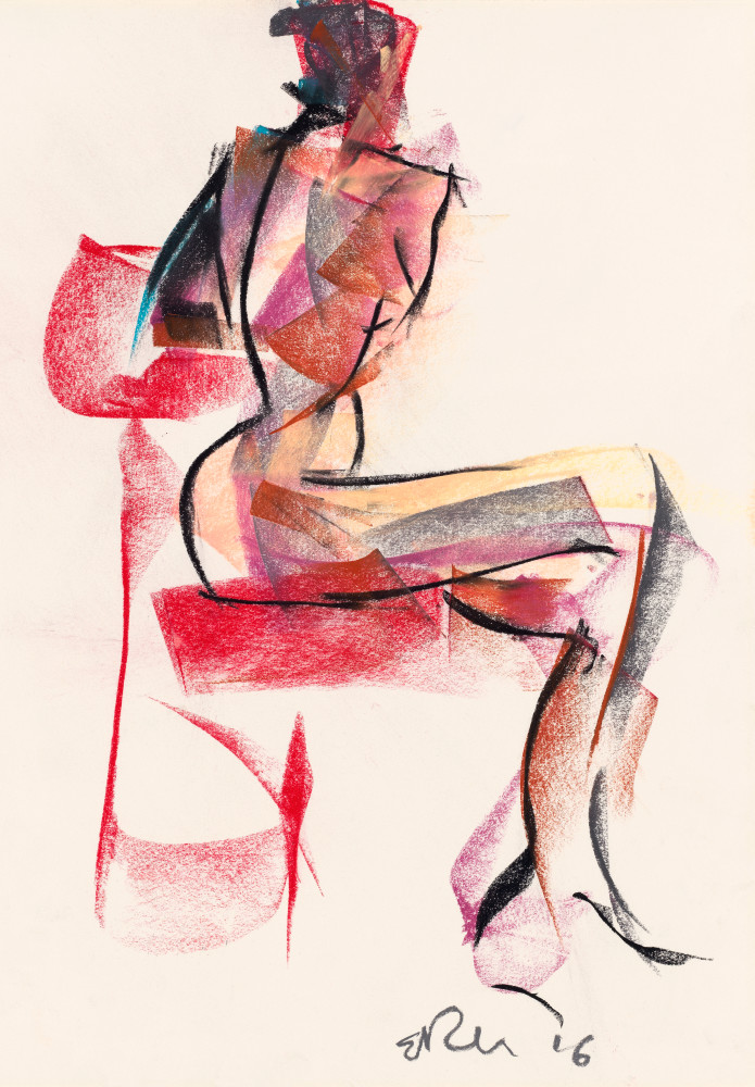 Seated Nude In Red Chair Art | Eric Grab Art