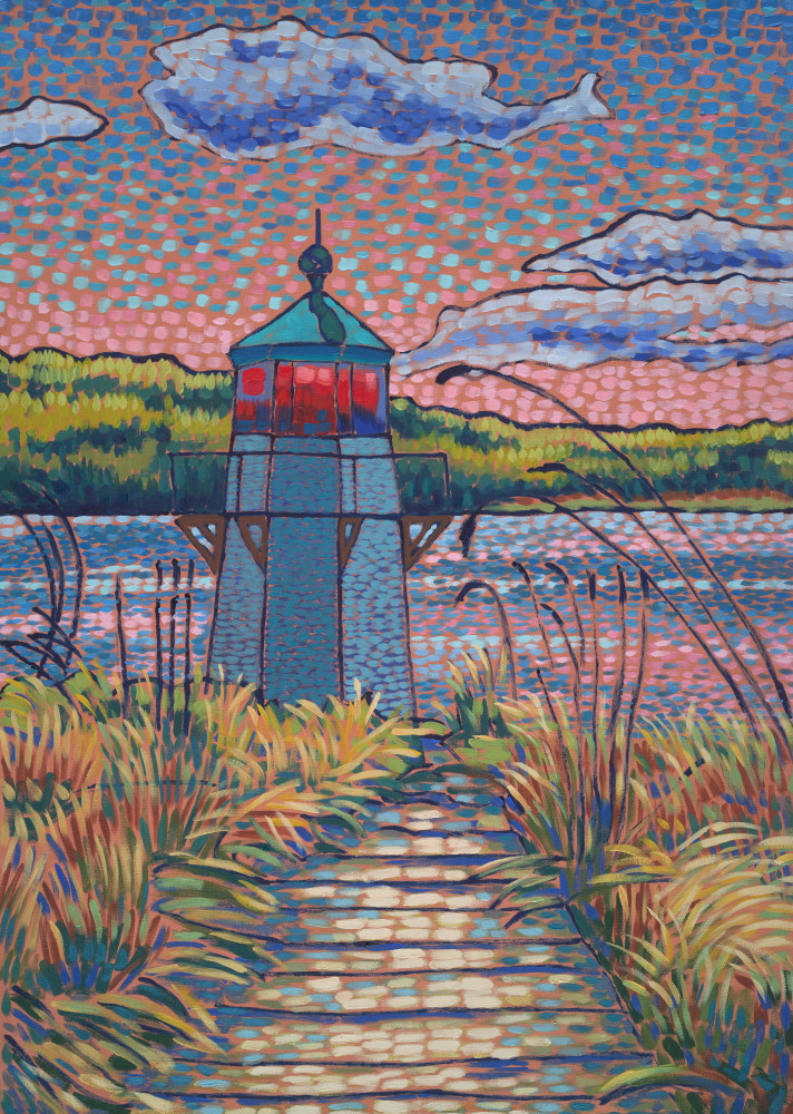 lighthouse, maine, art, coast, fauve, landscapes
