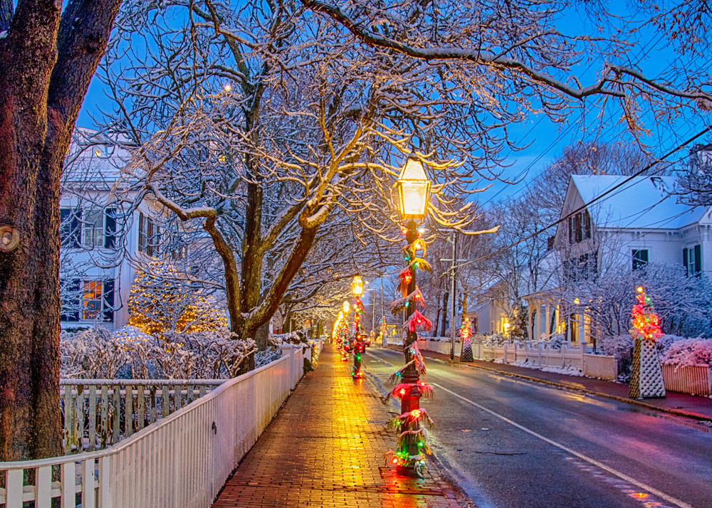 Edgartown Main Street Snow Art Michael Blanchard Inspirational