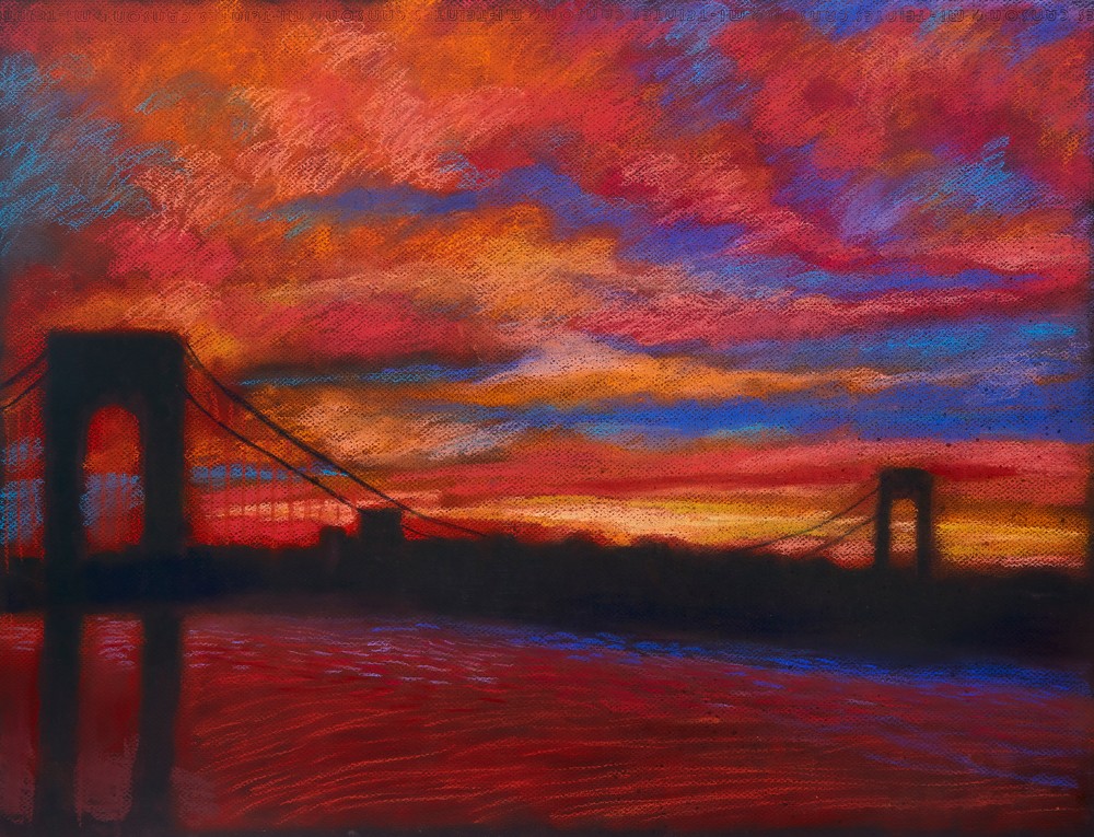 The Gw Bridge Sunset Landscape In Manhattan   Art | lencicio