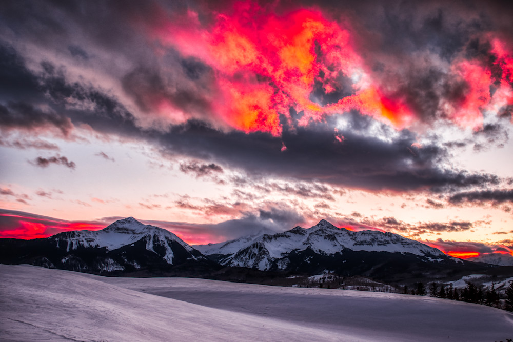 Sunset Behind Sunshine Mountain And Wilson Peak Photography Art | Peter Batty Photography