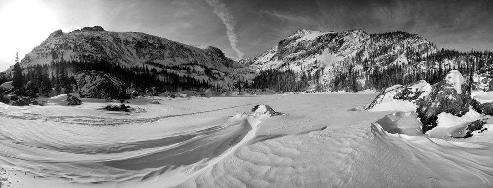 A Winter Panorama At Lake Haiyaha Photography Art | Nicholas Jensen Photography