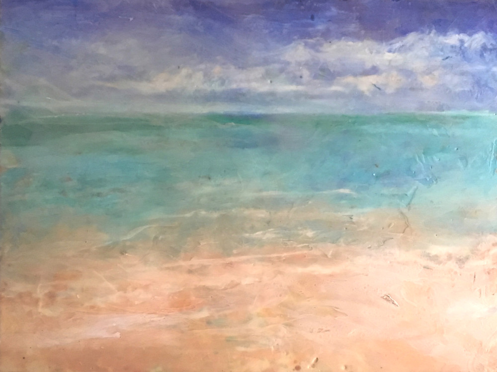 Gorgeous colors of serene California beach painting.