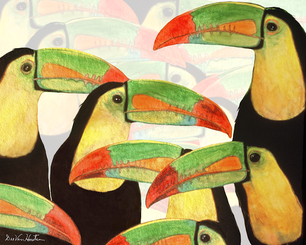 "Toucan Talk" Gouache Painting