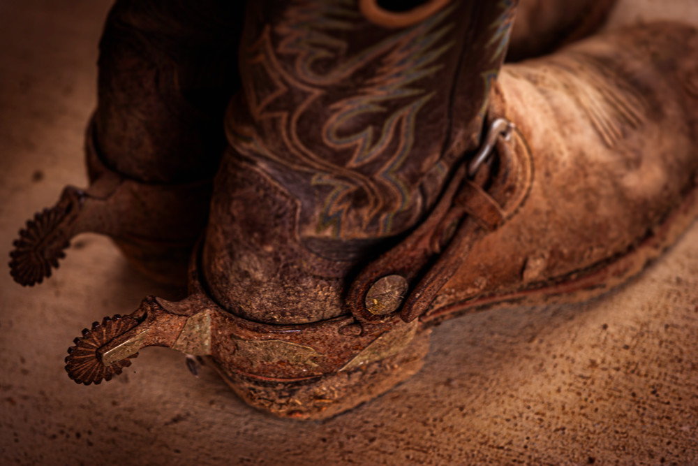 cowboy boots spurs weathered texture