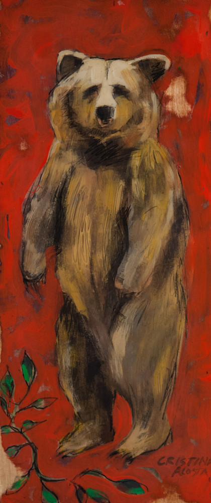 standing bear red background