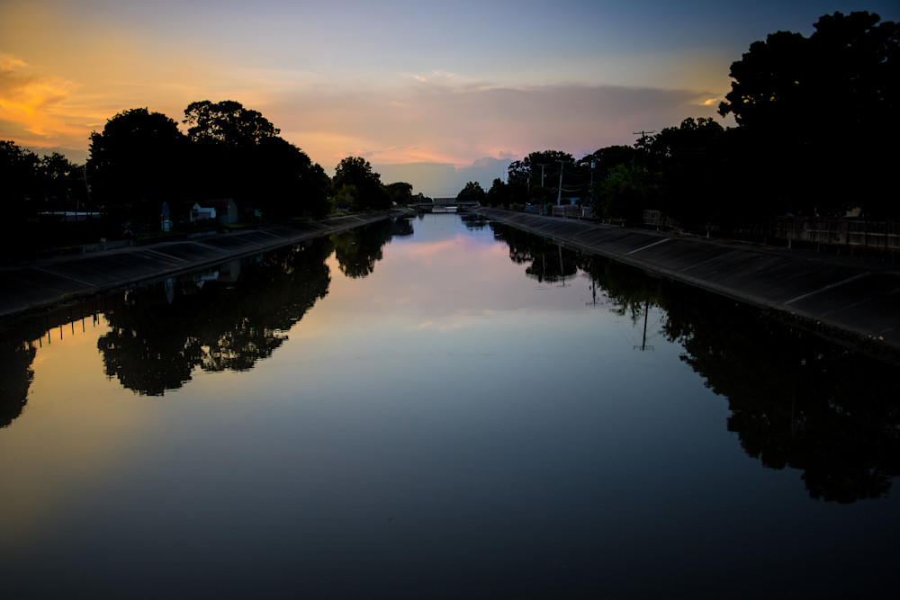 New Orleans Bridges Sunset over Canal | Eugene L Brill