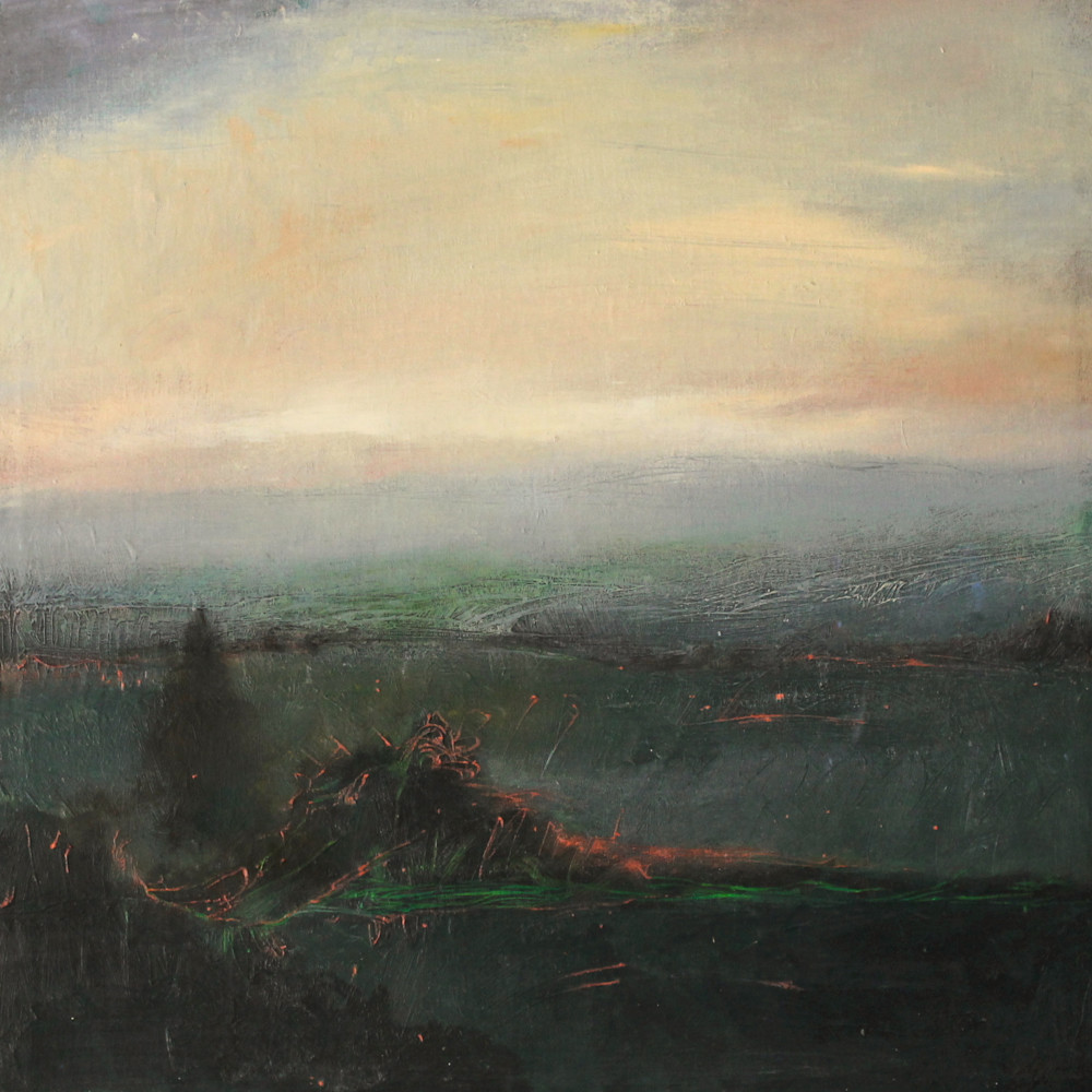 Oil painted early morning sky over Pennsylvania landscape.