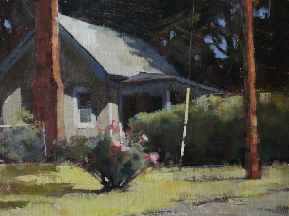 Oil painting of sweet Georgia country cottage.