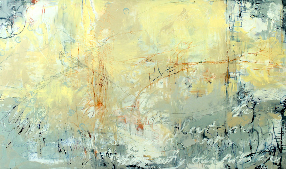 Gorgeous abstract painting about spring and summer and the birds surrounding Honey Pond.