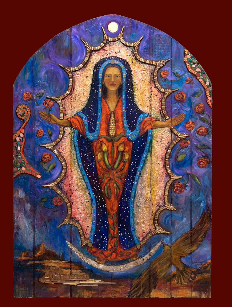 guadalupe with three sisters corn squash beans retablo