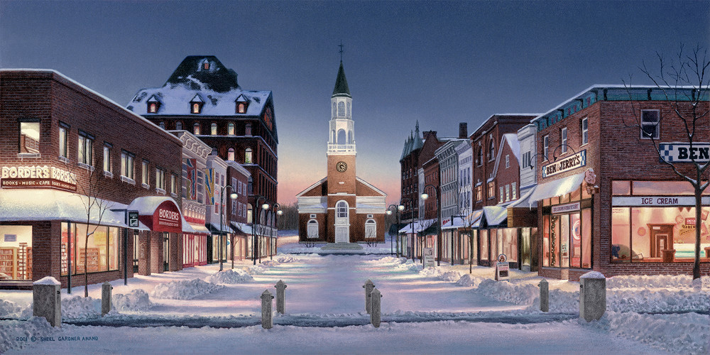 Church Street At Winter Twilight  Art | The Huntington Studio