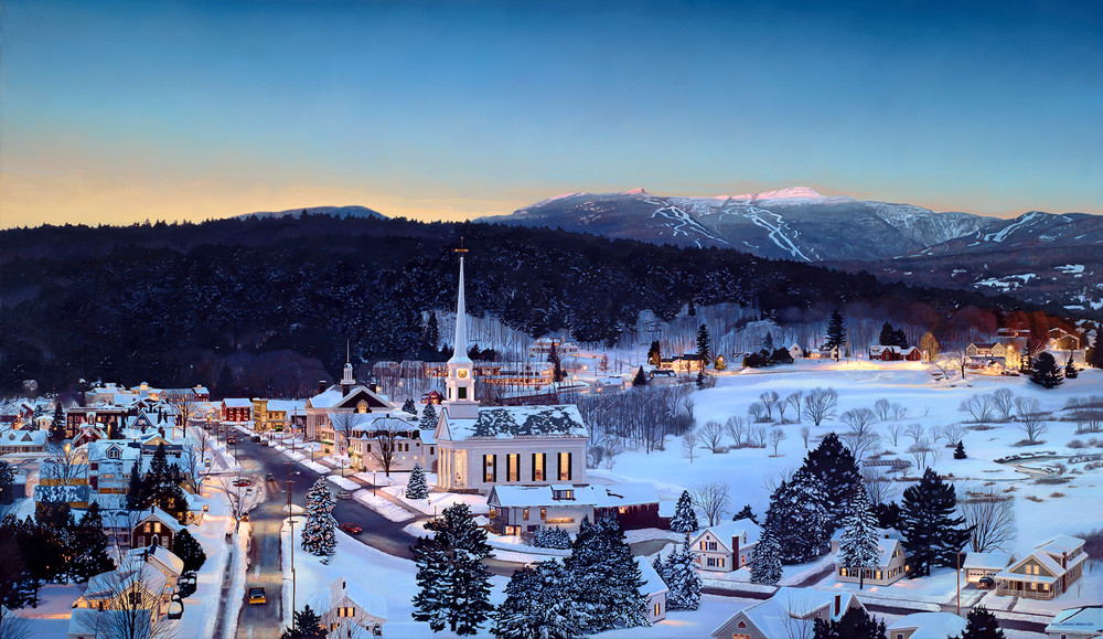 Stowe With Last Light On Mt. Mansfield  Art | The Huntington Studio