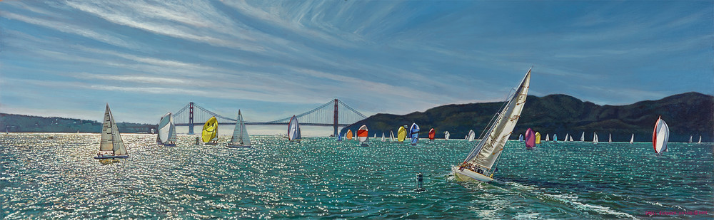 Sailing The Golden Gate Panoramic Art | The Huntington Studio