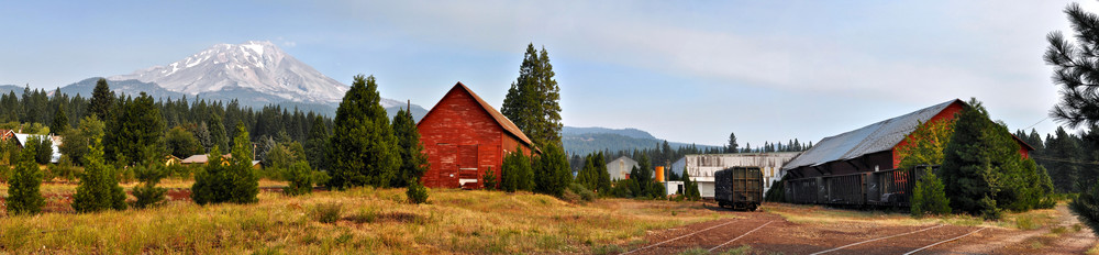 a view to mount shasta from the town of mccloud