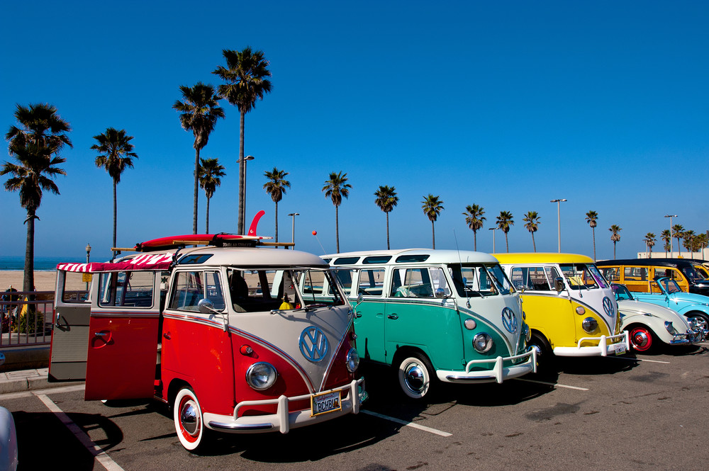 Volksvagen busses and southern california car show.