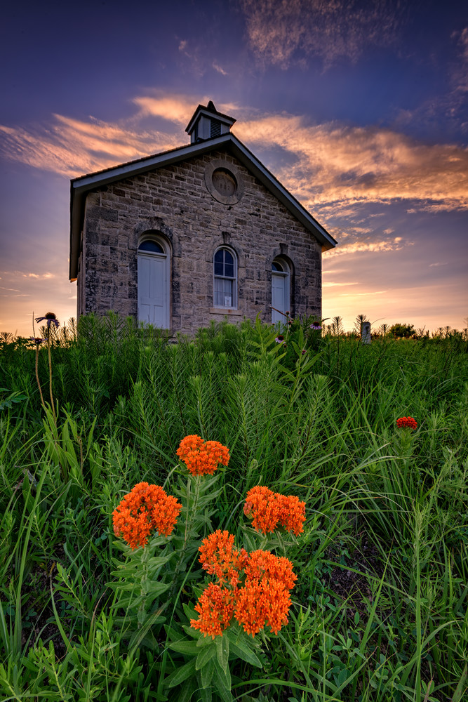 Sunset at Lower Fox Creek Schoolhouse | Shop Photography by Rick Berk Sunset at Lower Fox Creek Schoolhouse | Shop Photography by Rick Berk