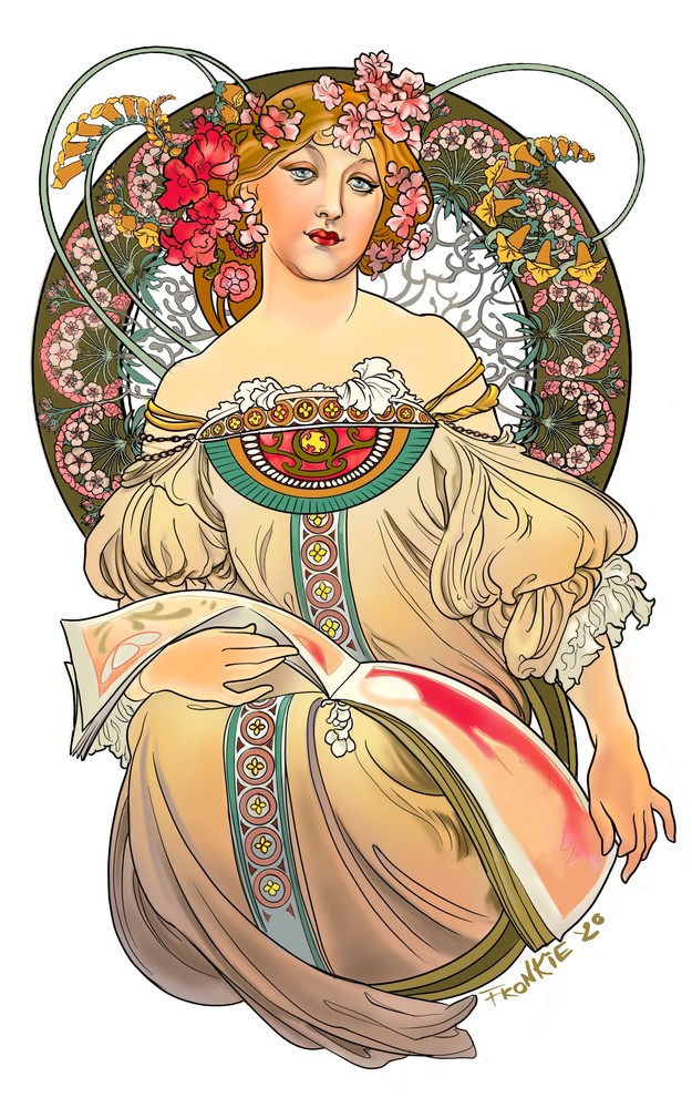Mucha’s Reverie For Caitlin Art | Fronkie L'Heureux Tattoos, LLC