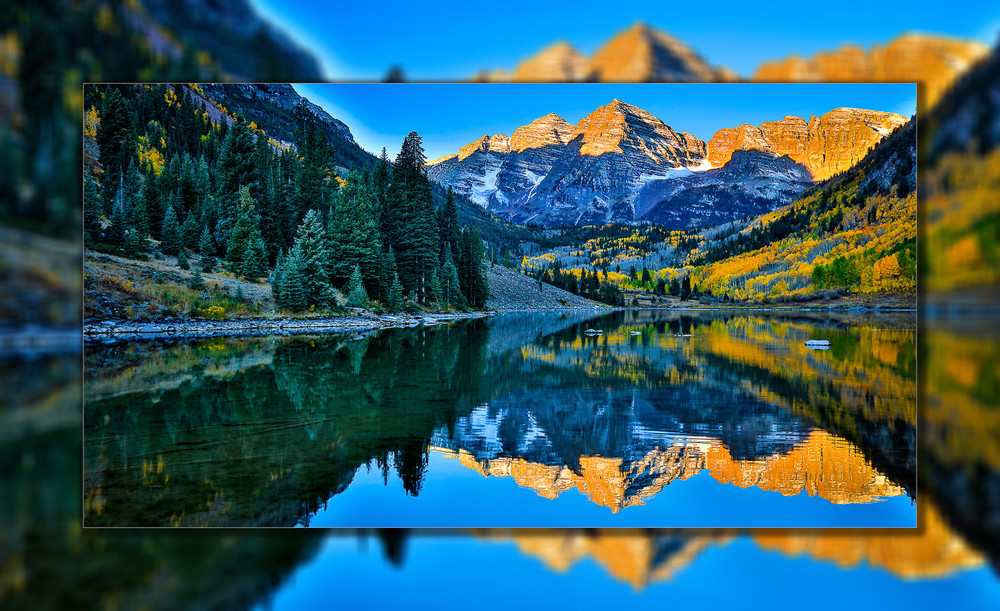 Maroon Bells Blue  Pano 3D Photography Art | Whispering Impressions