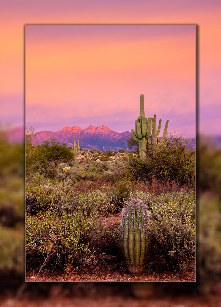 Four Peaks   Sunset Pink V 3D Art | Whispering Impressions