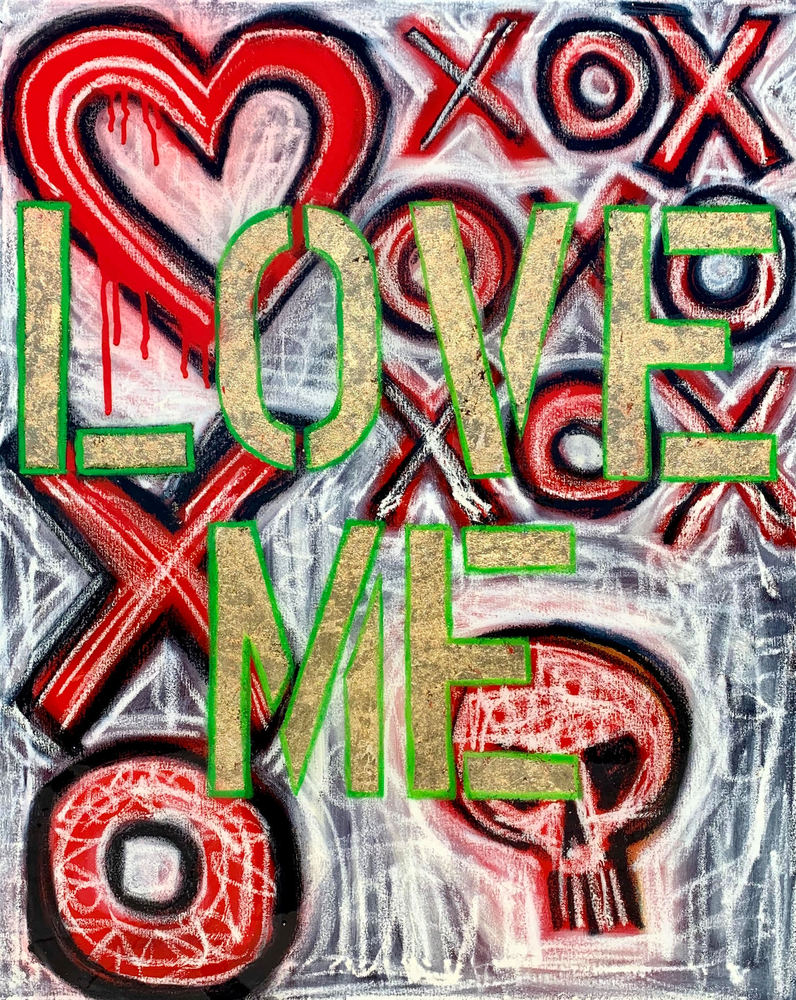 Love Me: XO Mixed Media Painting by Paul Zepeda Available as Prints - Wet Paint NYC Gallery