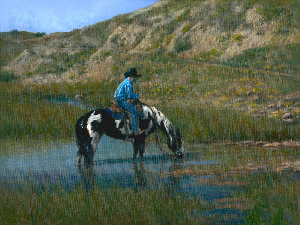 cowboy, western-painting, badlands