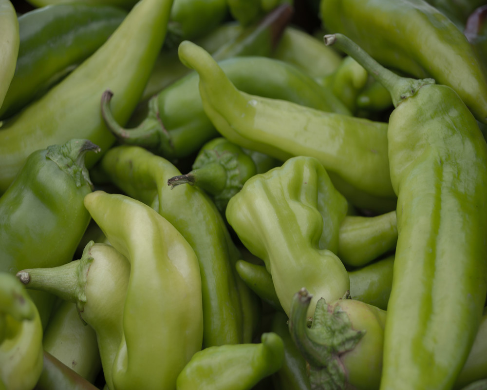 A photo of green peppers. 