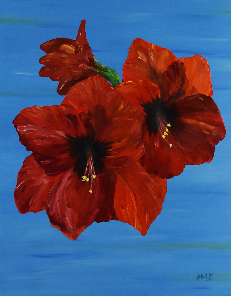 Amaryllis Flower Art Painting – Red Flower - Original Painting - Photo - Fine Art Prints on Canvas, Paper Metal and More