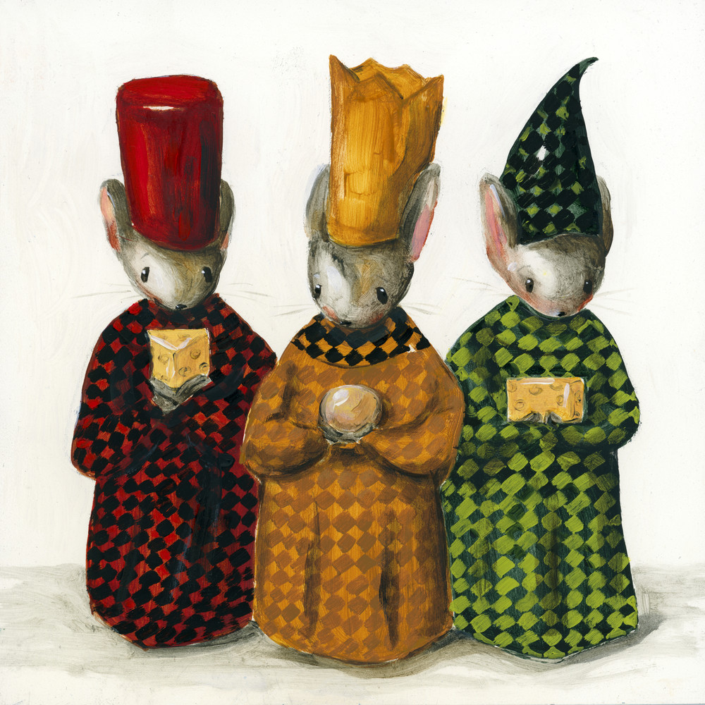 Three Wise Mice Celebrating the Birth of Cheeses