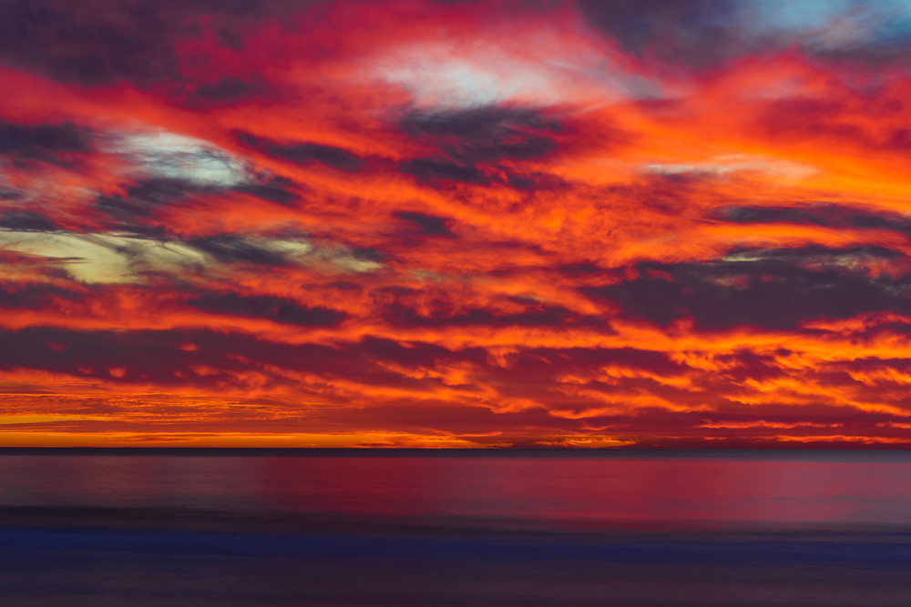 Pacific Beach, San Diego Fire Sunset Fine Art Print by McClean Photography
