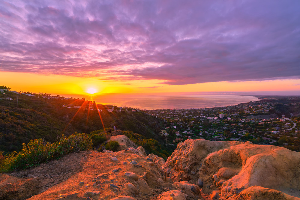 Mount Soledad, San Diego Rocky Sunset Fine Art Print by McClean Photography