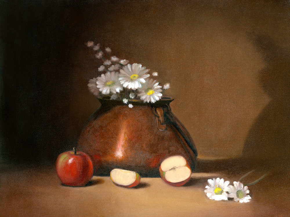 *Still Life With Copper, Apples And Daisies Art | Tarryl Fine Art