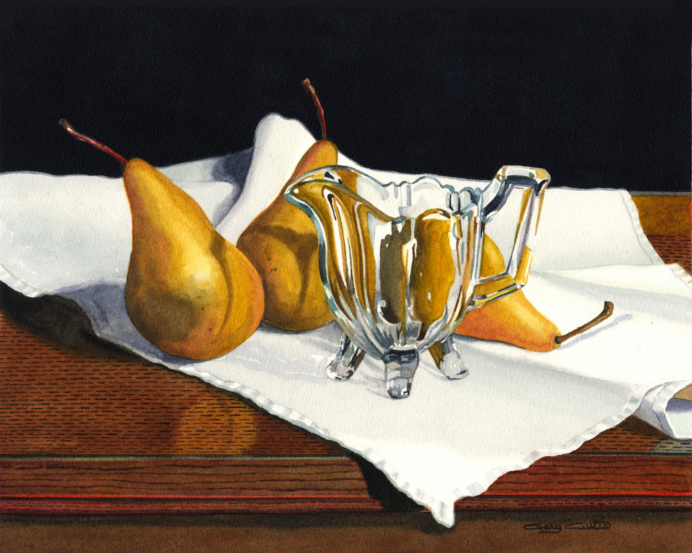 Bosc Pears With Crystal Art | Gary Curtis Watercolors