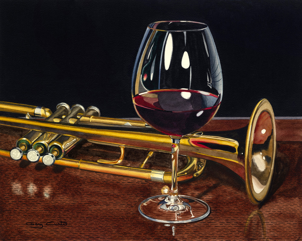 Trumpet Wine Art | Gary Curtis Watercolors