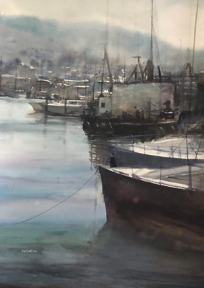 Open Edition Print | Watercolor Painting | Sleepy Harbor | Nishita Jain 