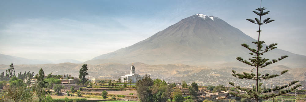 Arequipa Peru Temple - Misti Volcano