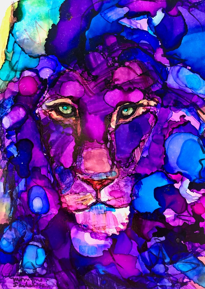 High quality print of"Ready to Roar 9" lion painting by Monique Sarkessian.