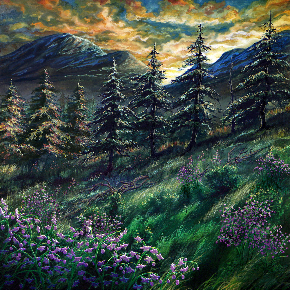 Mountain Meadow Rue, a floral watercolor by Montana Artist Joe Ziolkowski