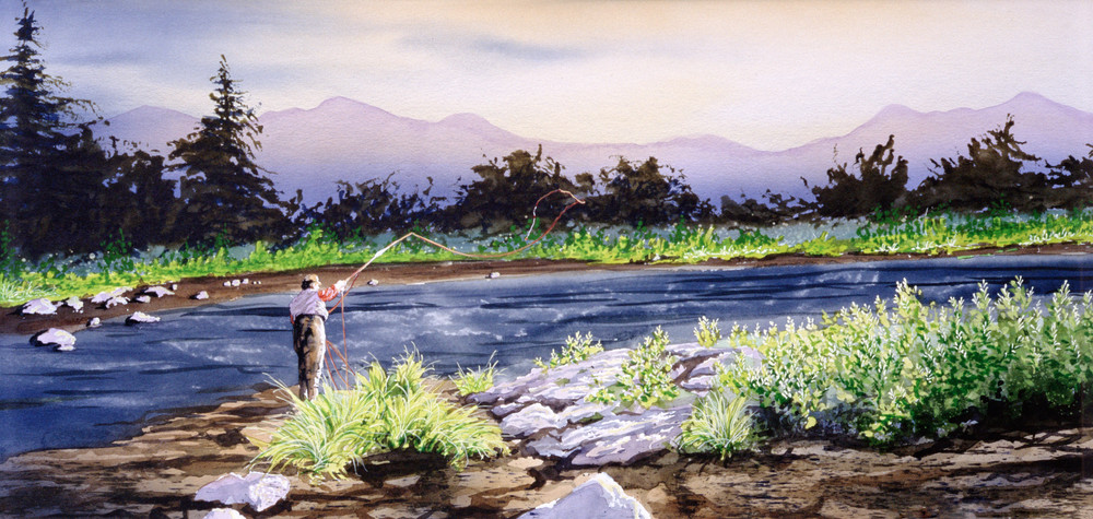 "The Gallatin" a fine art print of one of Montana's best fly fishing rivers by artist Joe Ziolkowski.