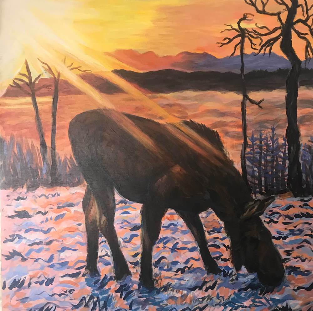 Alaska moose "Slant of Light" art print by Amanda Faith Thompson