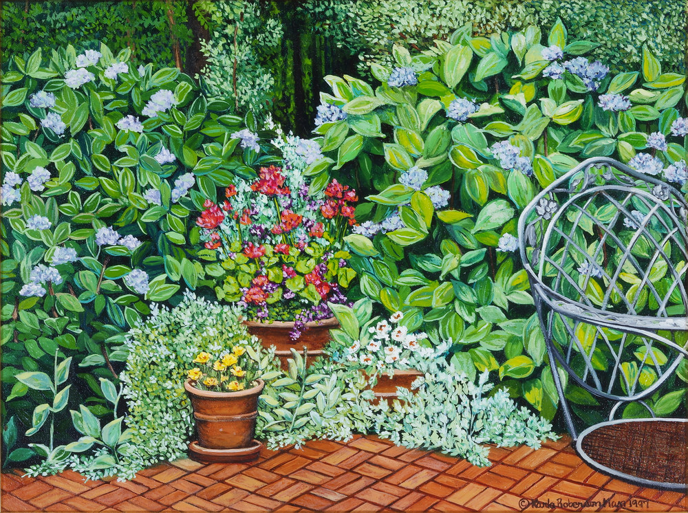 Williamsburg Garden, Williamsburg, Virginia Art | Karla Roberson Man, Fine Art and Illustration