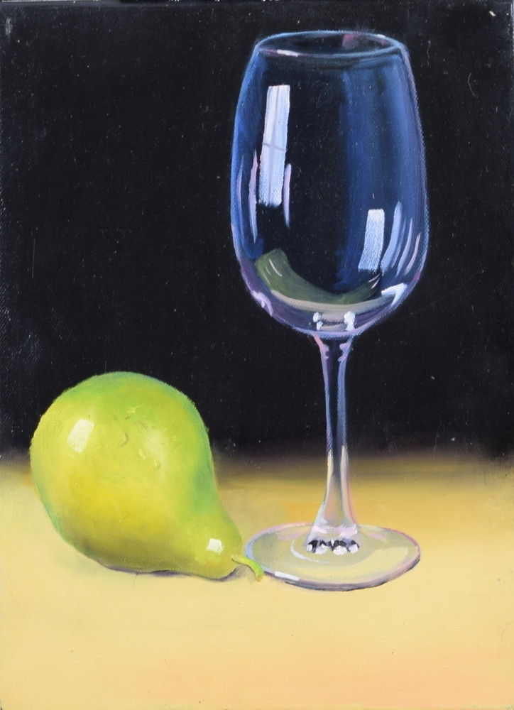 Wine Glass And Pear Art | Debra Davis Fine Art