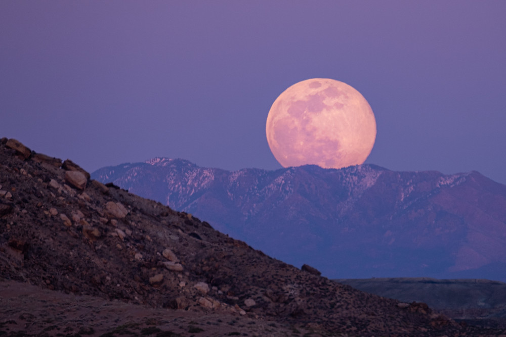 Super Moon Over Sleeping Ute Mountains Photography Art | John Gregor Photography