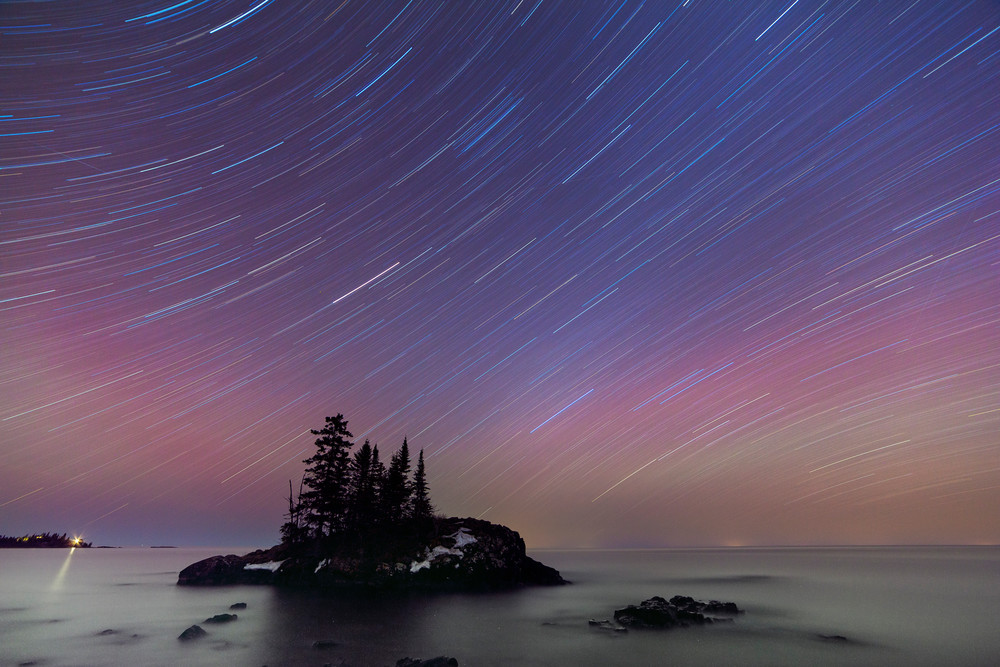 Star Trails Over Island At Hovland, Lake Superior Photography Art | John Gregor Photography