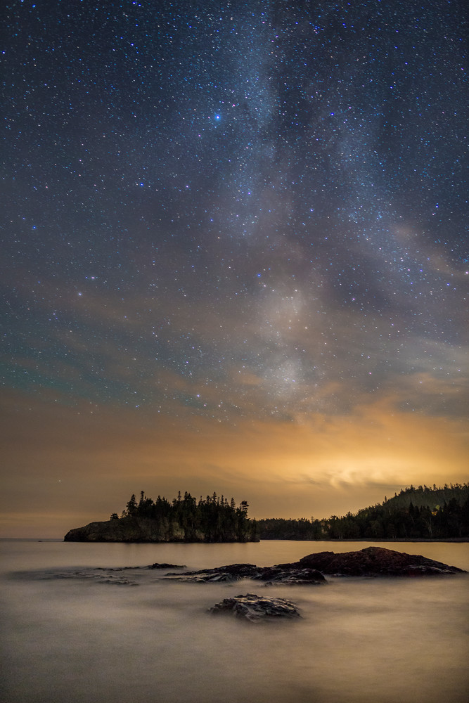 Milky Way Over Ellingson Island, Lake Superior Photography Art | John Gregor Photography