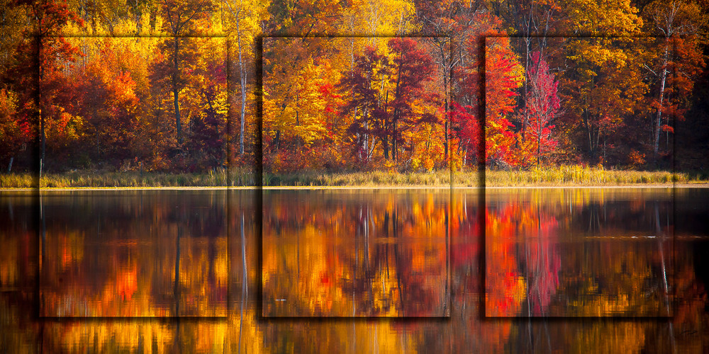 Fall Reflections 3 Pc 3D Art | Whispering Impressions
