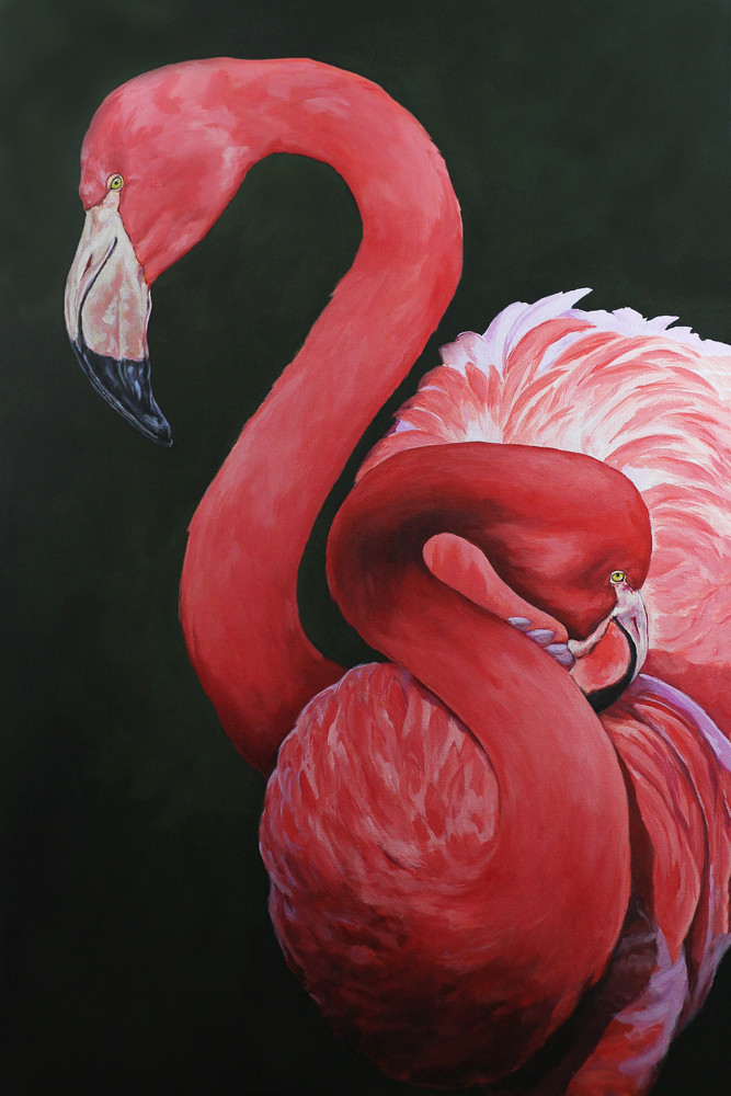 Painting of flamingos at the OKC zoo
