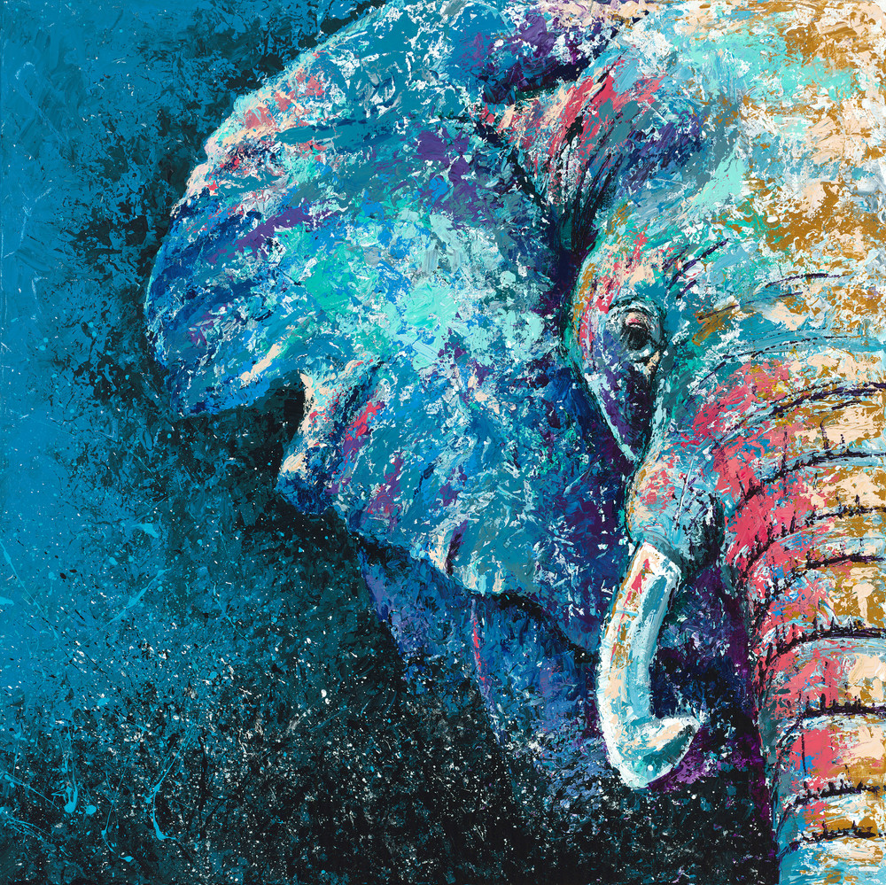 Abstract Elephant Palette Knife Painting
